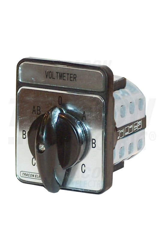 Voltmérő átkapcsoló L/L mérés L/N mérés 0-állással előlapba építhető TRACON - TKU-K