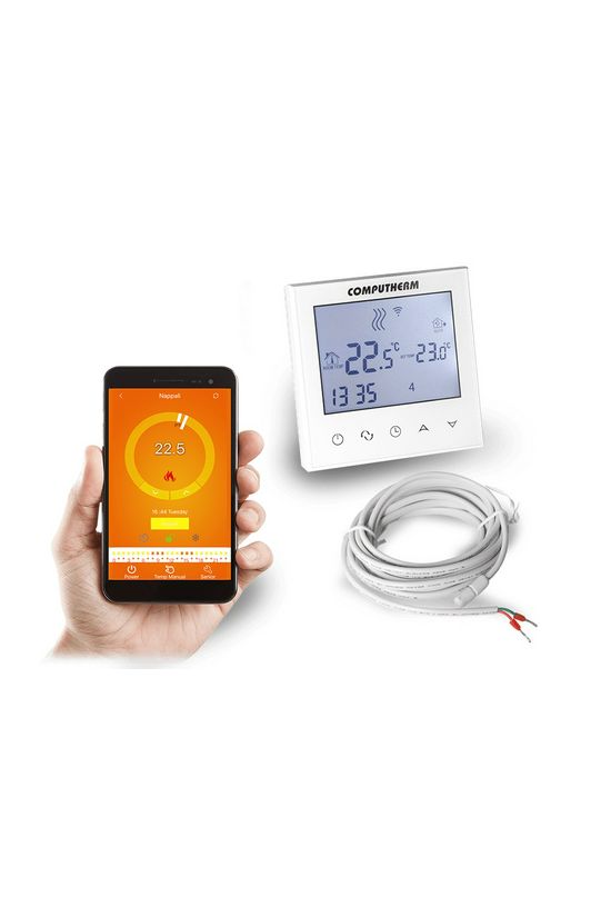 WiFi okostermosztát LCD vezetékes kazánvezérlővel radiátor/padlófűtés süllyesztett fehér QUANTRAX - E280