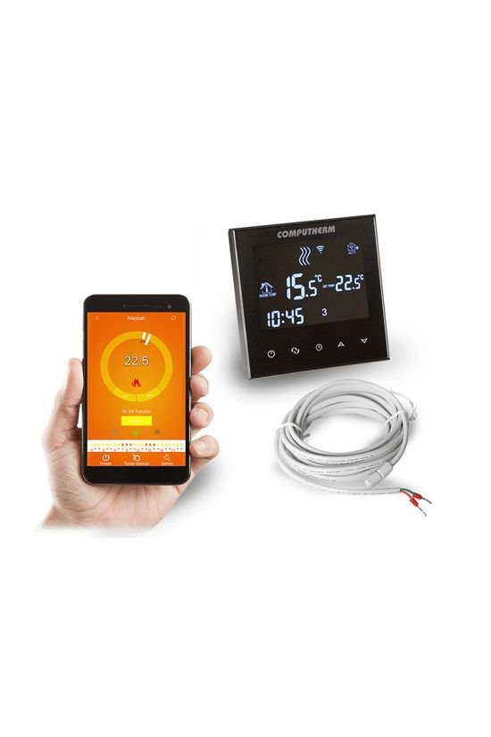 WiFi okostermosztát LCD vezetékes kazánvezérlővel radiátor/padlófűtés süllyesztett IP20 QUANTRAX - E300