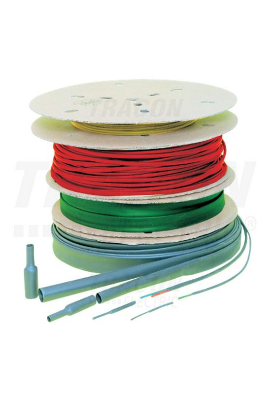 Zsugorcső 100m/tekercs zöld/sárga 6.4mm/ 3.2mm-átmérő 100m 2:1-zsugor vékonyfalú TRACON - ZS064ZS-D